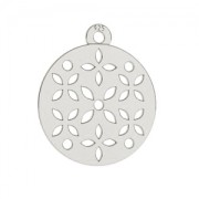 Round charm flower 15 mm Sterling Silver  x1|raw }}