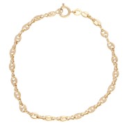 3.6 mm Coffee Bean Link Bracelet - 3-micron Gold-Plated x 17 cm|raw }}