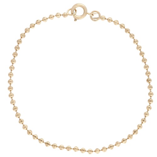 2 mm Ribbed Ball Link Bracelet - 3-micron Gold-Plated x 17 cm