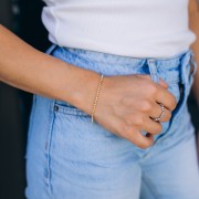 2 mm Ribbed Ball Link Bracelet - 3-micron Gold-Plated x 17 cm