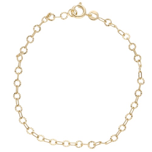 3.15 mm Ribbed Circle Fantasy Link Bracelet - 3-micron Gold-Plated x 17 cm