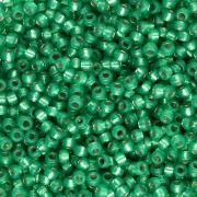 Miyuki 11/0 Seed Beads 646 - Dyed Dark Mint Green with Silver Lining, Alabaster x8g|raw }}