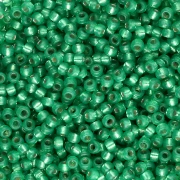 Miyuki 11/0 Seed Beads 646 - Dyed Dark Mint Green with Silver Lining, Alabaster x8g