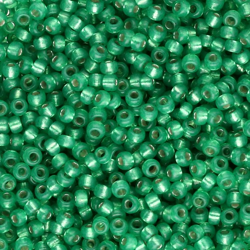Miyuki 11/0 Seed Beads 646 - Dyed Dark Mint Green with Silver Lining, Alabaster x8g