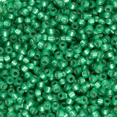 Miyuki 11/0 Seed Beads 646 - Dyed Dark Mint Green with Silver Lining, Alabaster x8g