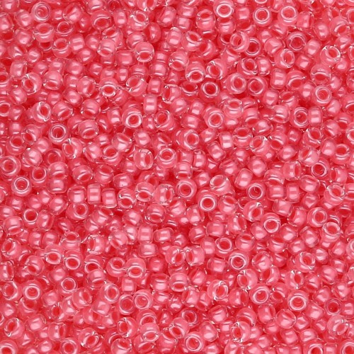 Miyuki 15/0 Seed Beads 204 - Coral Lined Crystal x8g