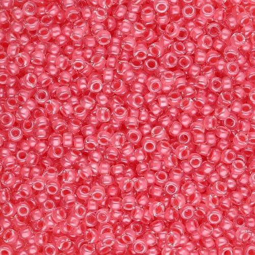 Miyuki 15/0 Seed Beads 204 - Coral Lined Crystal x8g