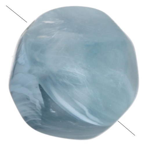 8 mm irregular round faceted beads, translucent resin - Smoky blue marbled x8