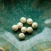 8 mm irregular round faceted opaque resin beads - Ecru x8