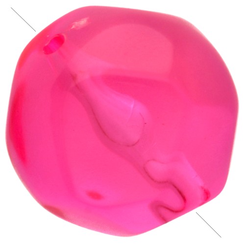 8 mm irregular round faceted beads, clear resin - Neon pink x8