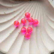 8 mm irregular round faceted beads, clear resin - Neon pink x8