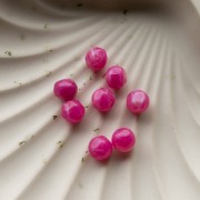8mm Irregular Round Faceted Beads, Translucent Resin, Fuchsia Pink Marbled x8