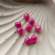 8mm Irregular Round Faceted Beads, Translucent Resin, Fuchsia Pink Marbled x8