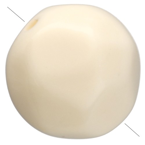 10 mm irregular round faceted opaque resin bead - Ecru x6