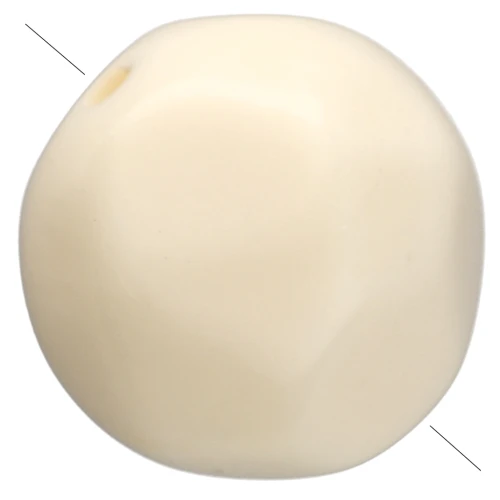 10 mm irregular round faceted opaque resin bead - Ecru x6