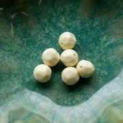 10 mm irregular round faceted opaque resin bead - Ecru x6