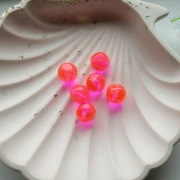 10 mm Irregular Round Faceted Beads, Clear Resin - Neon Pink x6