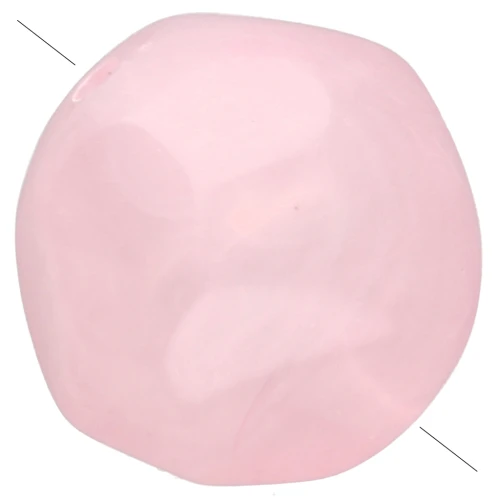 10 mm Irregular Round Faceted Beads, Translucent Resin, Light Pink Marbled x6