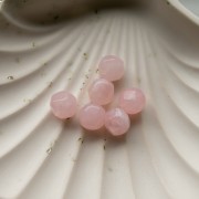 10 mm Irregular Round Faceted Beads, Translucent Resin, Light Pink Marbled x6