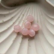 10 mm Irregular Round Faceted Beads, Translucent Resin, Light Pink Marbled x6