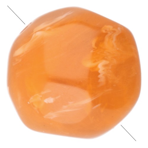 10 mm irregular round faceted beads, translucent resin - Marbled apricot x6