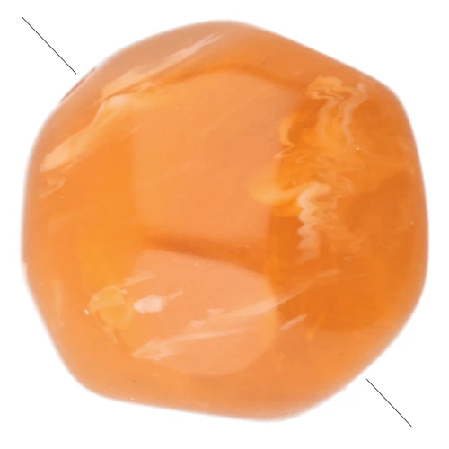 10 mm irregular round faceted beads, translucent resin - Marbled apricot x6