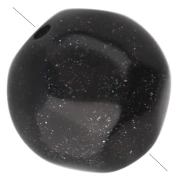 10 mm irregular round faceted opaque resin beads - Glittery black x6