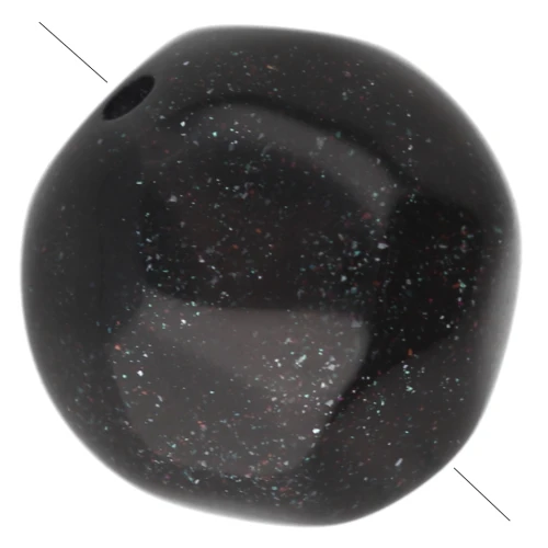 10 mm irregular round faceted opaque resin beads - Glittery black x6