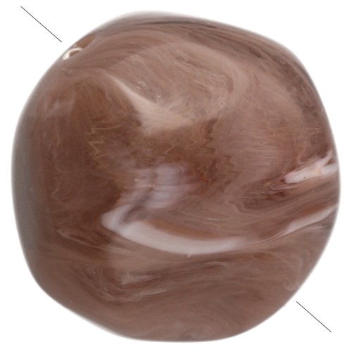 12 mm irregular round faceted opaque resin beads - Marbled cocoa x4