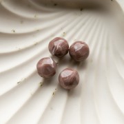 12 mm irregular round faceted opaque resin beads - Marbled cocoa x4