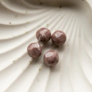 12 mm irregular round faceted opaque resin beads - Marbled cocoa x4