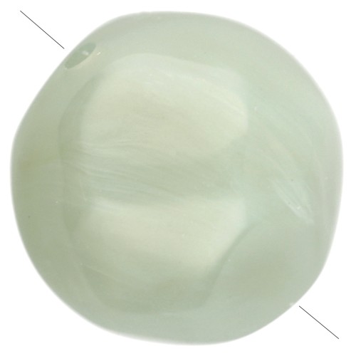 12mm Irregular Round Faceted Beads, Translucent Resin - Marbled Sage Green x4