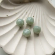 12mm Irregular Round Faceted Beads, Translucent Resin - Marbled Sage Green x4