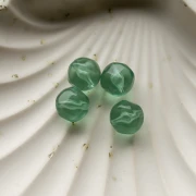 12 mm Irregular Round Faceted Beads, Clear Resin - Moss Green x4
