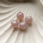 12mm Irregular Round Faceted Beads, Clear Resin - Pearlescent Old Rose x4