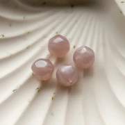 12mm Irregular Round Faceted Beads, Clear Resin - Pearlescent Old Rose x4