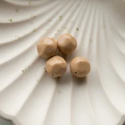 12 mm irregular round faceted opaque resin beads - Beige x4