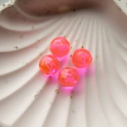 12 mm irregular round faceted beads made of clear resin - Neon pink x4