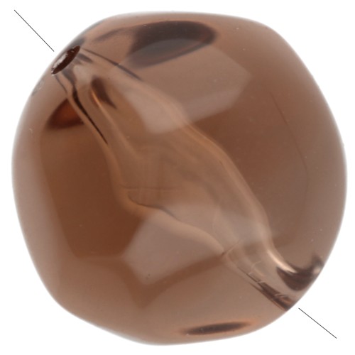 12 mm irregular round faceted beads, clear resin - Dark brown x4