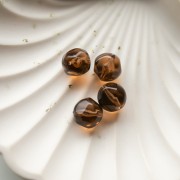 12 mm irregular round faceted beads, clear resin - Dark brown x4