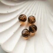 12 mm irregular round faceted beads, clear resin - Dark brown x4