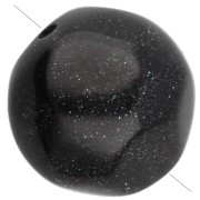 Black - 12 mm irregular round faceted opaque resin beads - Glittery black x4 12 mm irregular round faceted opaque resin beads - Glittery black x4