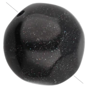 12 mm irregular round faceted opaque resin beads - Glittery black x4