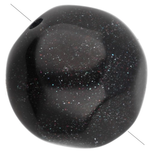 12 mm irregular round faceted opaque resin beads - Glittery black x4