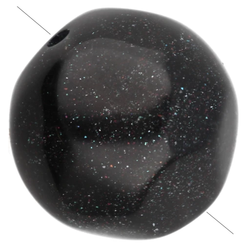 12 mm irregular round faceted opaque resin beads - Glittery black x4