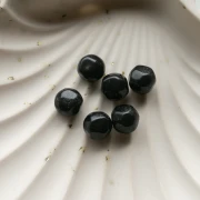 12 mm irregular round faceted opaque resin beads - Glittery black x4