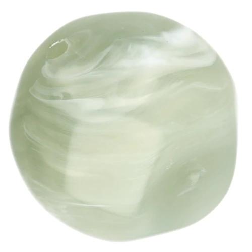 14 mm irregular faceted round bead, translucent resin - Marbled sage green