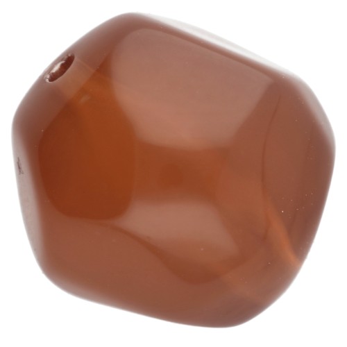 14 mm irregular round faceted bead, clear resin - Brown x1