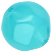 14 mm irregular faceted round bead, translucent resin - Caribbean Blue x1