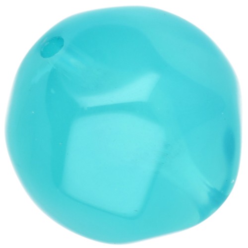 14 mm irregular faceted round bead, translucent resin - Caribbean Blue x1